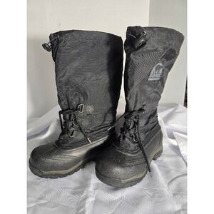 Sorel Snowlion Women's Black Snow Boots Winter Warm Insulated Waterproof Size 7